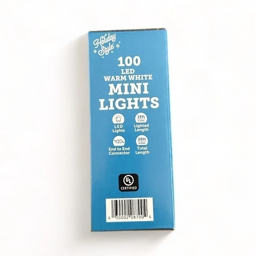 NWT Warm White Mini LED Lights - 20ft String Lights 100 Mini Bulbs- White String